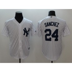 MLB New York Yankees 24 Gary Sanchez White Strip New Cool Base Stitched Men Jersey
