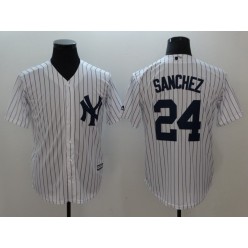 MLB New York Yankees 24 Gary Sanchez White Strip New Cool Base Stitched Men Jersey
