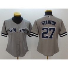 MLB New York Yankees 27 Giancarlo Stanton Gray Cool Base Women Jersey