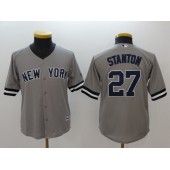 MLB New York Yankees 27 Giancarlo Stanton Gray Cool Base Youth Jersey