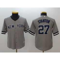 MLB New York Yankees 27 Giancarlo Stanton Gray Cool Base Youth Jersey