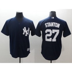 MLB New York Yankees 27 Giancarlo Stanton Navy Cool Base Men Jersey