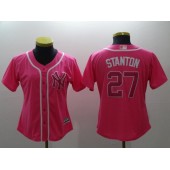 MLB New York Yankees 27 Giancarlo Stanton Pink Cool Base Women Jersey
