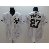 MLB New York Yankees 27 Giancarlo Stanton White Olive Cool Base Men Jersey