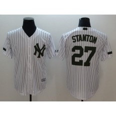MLB New York Yankees 27 Giancarlo Stanton White Olive Cool Base Men Jersey