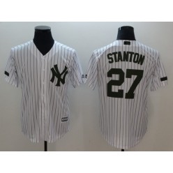 MLB New York Yankees 27 Giancarlo Stanton White Olive Cool Base Men Jersey