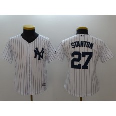 MLB New York Yankees 27 Giancarlo Stanton White Strip Fashion Stitched Youth Jersey