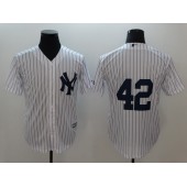MLB New York Yankees 42 Mariano Rivera White Strip Cool Base Authentic Collection Stitched Men Jersey