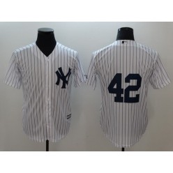 MLB New York Yankees 42 Mariano Rivera White Strip Cool Base Authentic Collection Stitched Men Jersey