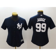 MLB New York Yankees 99 Aaron Judge Navy Blue Alternate Stitched Women Jersey