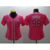 MLB New York Yankees 99 Aaron Judge Pink Cool Base Women Jersey