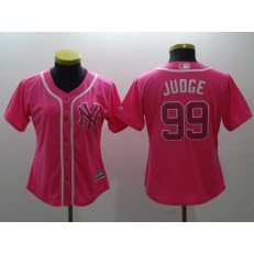 MLB New York Yankees 99 Aaron Judge Pink Cool Base Women Jersey