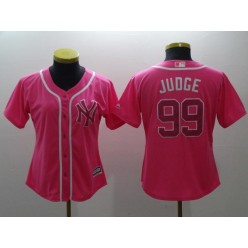 MLB New York Yankees 99 Aaron Judge Pink Cool Base Women Jersey
