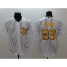 MLB New York Yankees 99 Aaron Judge White Gold Cool Base Stitched Men Jersey