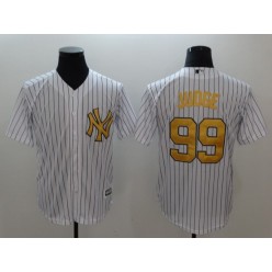 MLB New York Yankees 99 Aaron Judge White Gold Cool Base Stitched Men Jersey