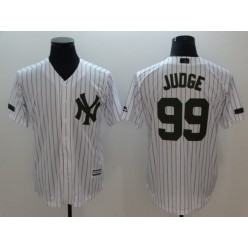 MLB New York Yankees 99 Aaron Judge White Olive Cool Base Men Jersey