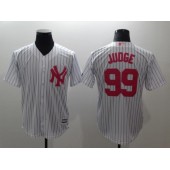 MLB New York Yankees 99 Aaron Judge White Pink Cool Base Stitched Men Jersey