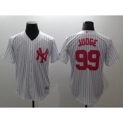 MLB New York Yankees 99 Aaron Judge White Pink Cool Base Stitched Men Jersey