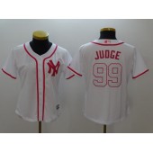 MLB New York Yankees 99 Aaron Judge White Pink Fashion Stitched Women Jersey