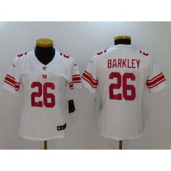 Women Nike New York Giants 26 Saquon Barkley White Vapor Untouchable Limited NFL Jersey