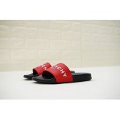 GIVENCHY PARIS FLAT BLACK RED RUBBER SANDALS WITH WHITE LOGO