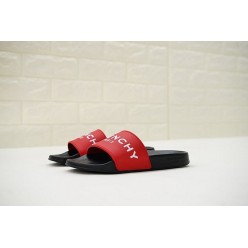 GIVENCHY PARIS FLAT BLACK RED RUBBER SANDALS WITH WHITE LOGO