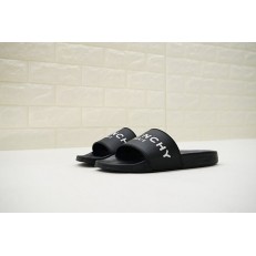 GIVENCHY PARIS FLAT BLACK RUBBER SANDALS WITH WHITE LOGO