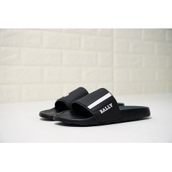 BALLY SAXOR MEN'S BLACK WHITE RUBBER SLIDE