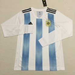Argentina Home 2018 FIFA World Cup Long Sleeve Thailand Soccer Jersey