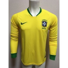 Brazil Home 2018 FIFA World Cup Long Sleeve Thailand Soccer Jersey