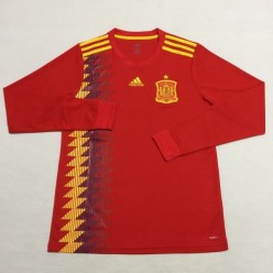 Spain Home 2018 FIFA World Cup Long Sleeve Thailand Soccer Jersey