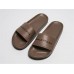 BALENCIAGA LOGO LEATHER SLIP-ON SANDALS BROWN