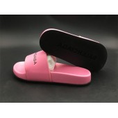 BALENCIAGA LOGO LEATHER SLIP-ON SANDALS PINK