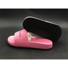 BALENCIAGA LOGO LEATHER SLIP-ON SANDALS PINK