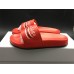 BALENCIAGA LOGO LEATHER SLIP-ON SANDALS RED