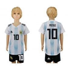 Argentina 10 MESSI Home 2018 FIFA World Cup Youth Soccer Jersey