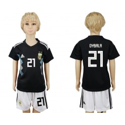 Argentina 21 DYBALA Away 2018 FIFA World Cup Youth Soccer Jersey