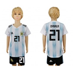 Argentina 21 DYBALA Home 2018 FIFA World Cup Youth Soccer Jersey