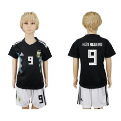 Argentina 9 KUN AGUERO Away 2018 FIFA World Cup Youth Soccer Jersey