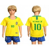 Brazil 10 NEYMAR JR Home Youth 2018 FIFA World Cup Soccer Jersey