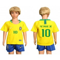 Brazil 10 NEYMAR JR Home Youth 2018 FIFA World Cup Soccer Jersey