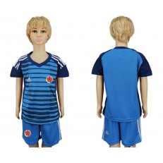 Colombia Lake Blue Goalkeeper Youth 2018 FIFA World Cup Soccer Jersey