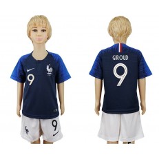 France 9 GIROUD Home Youth 2018 FIFA World Cup Soccer Jersey