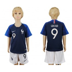 France 9 GIROUD Home Youth 2018 FIFA World Cup Soccer Jersey
