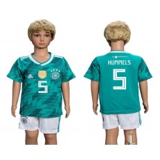Germany 5 HUMMELS Away Youth 2018 FIFA World Cup Soccer Jersey