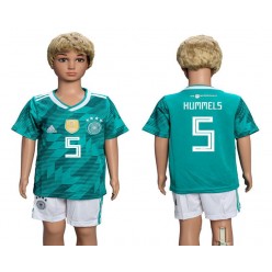 Germany 5 HUMMELS Away Youth 2018 FIFA World Cup Soccer Jersey