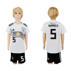 Germany 5 HUMMELS Home Youth 2018 FIFA World Cup Soccer Jersey