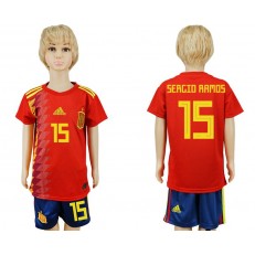 Spain 15 SERGIO RAMOS Youth Home 2018 FIFA World Cup Soccer Jersey