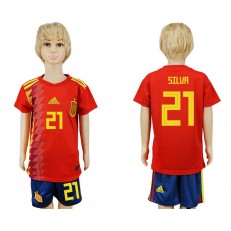 Spain 21 SILVA Youth Home 2018 FIFA World Cup Soccer Jersey