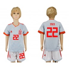 Spain 22 ISCO Away Youth 2018 FIFA World Cup Soccer Jersey